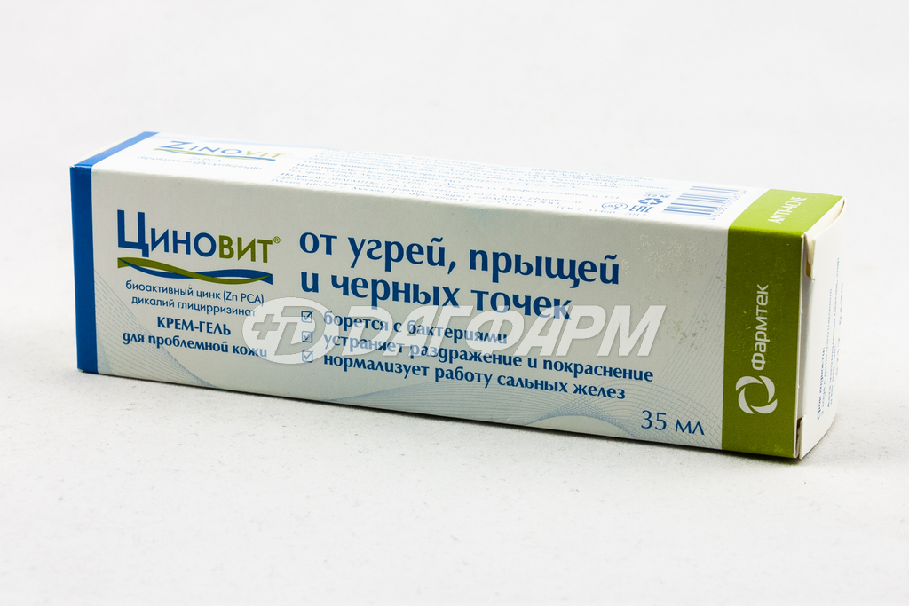 ЦИНОВИТ крем-гель от угрей прыщей черных точек, туба 35мл