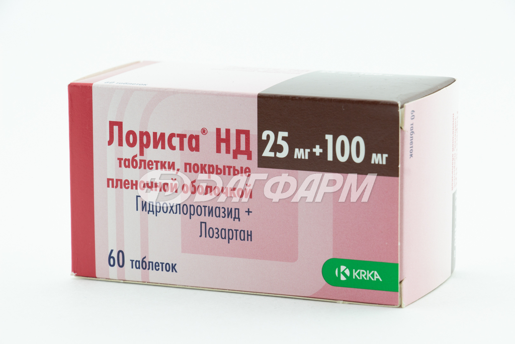 ЛОРИСТА НД таблетки, покрытые пленочной оболочкой 100мг+25мг №60