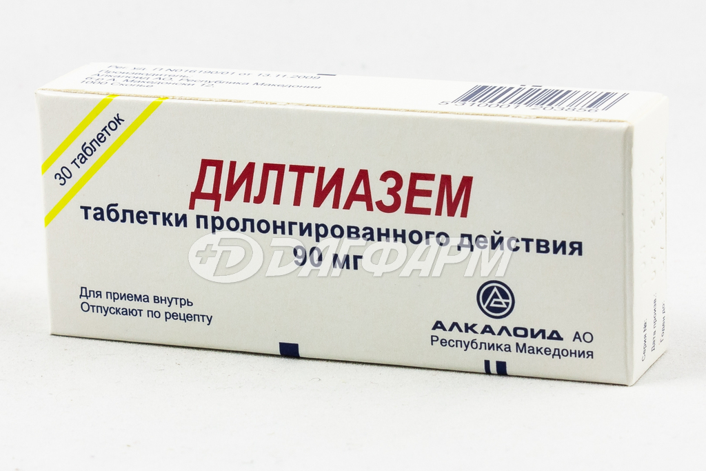 ДИЛТИАЗЕМ таблетки пролонгированного действия, покрытые пленочной оболочкой 90мг №30