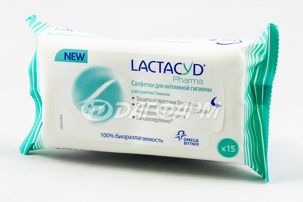 LACTACYD PHARMA салфетки влажн. д/интим. гигиены с тимьяном №15