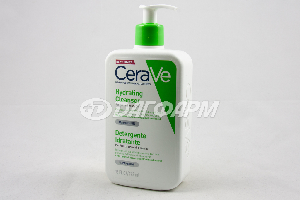 CERAVE крем-гель для дица и тела увлажняющий очищающий для нормальной и сухой кожи, флакон с дозатором 473мл