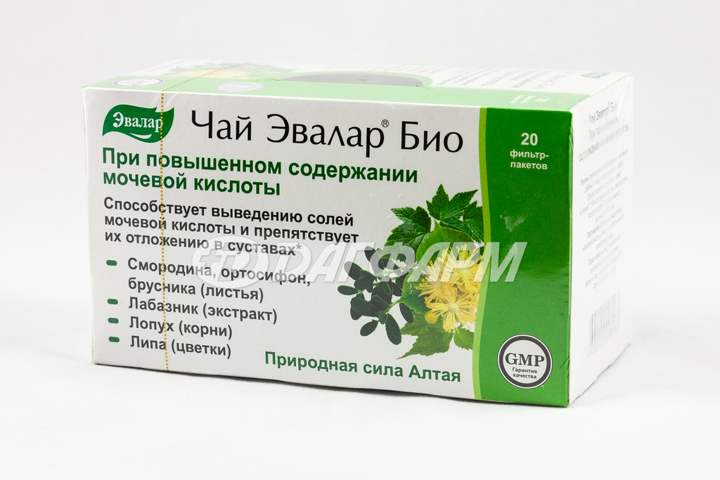ЧАЙ ЭВАЛАР БИО при повышенном содержании мочевой кислоты ф/п 1,5г №20