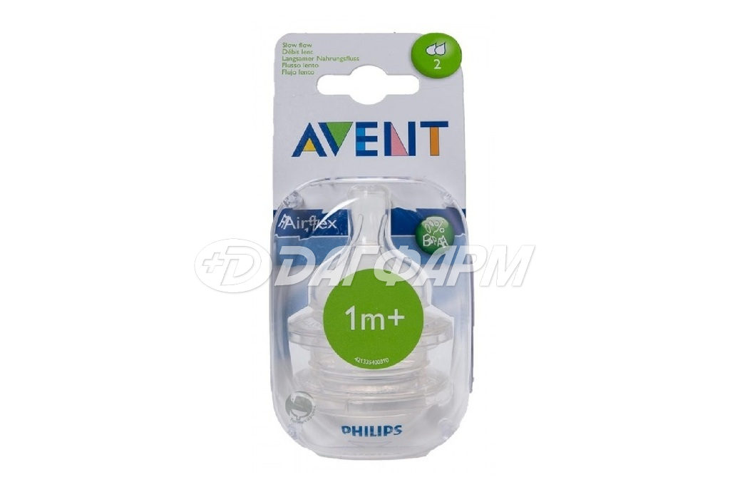 AVENT соска силиконовая Classic+ медленный поток, 1 мес+, №2 82820 632/27