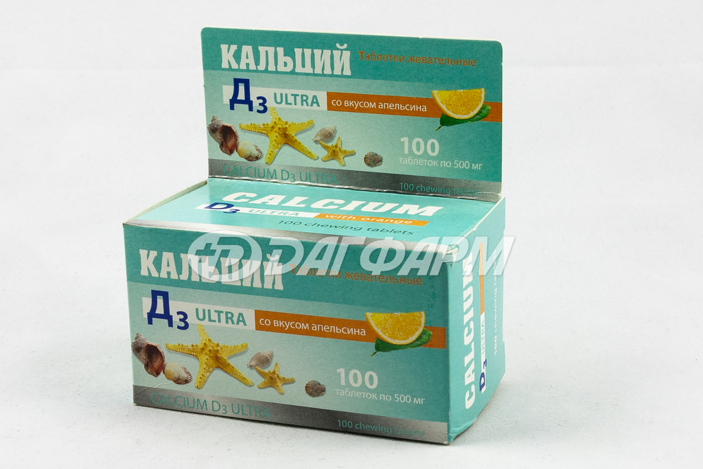 КАЛЬЦИЙ Д3 ULRA, таблетки жевательные со вкусом апельсина, 500мг №100