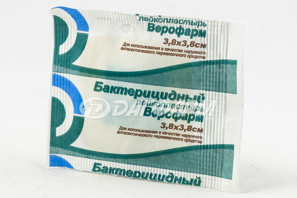 ВЕРОФАРМ лейкопластырь бактерицидный 3,8х3,8см