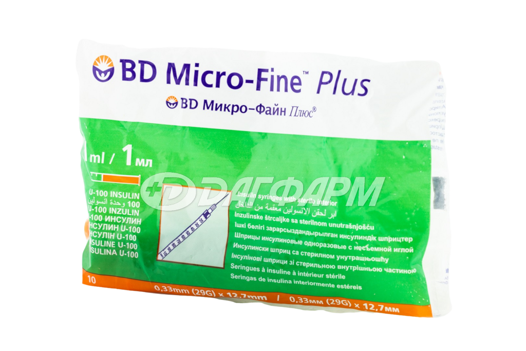 MICRO-FINE PLUS шприц инсулиновый u-100 3-хкомп. 1мл №10 29g