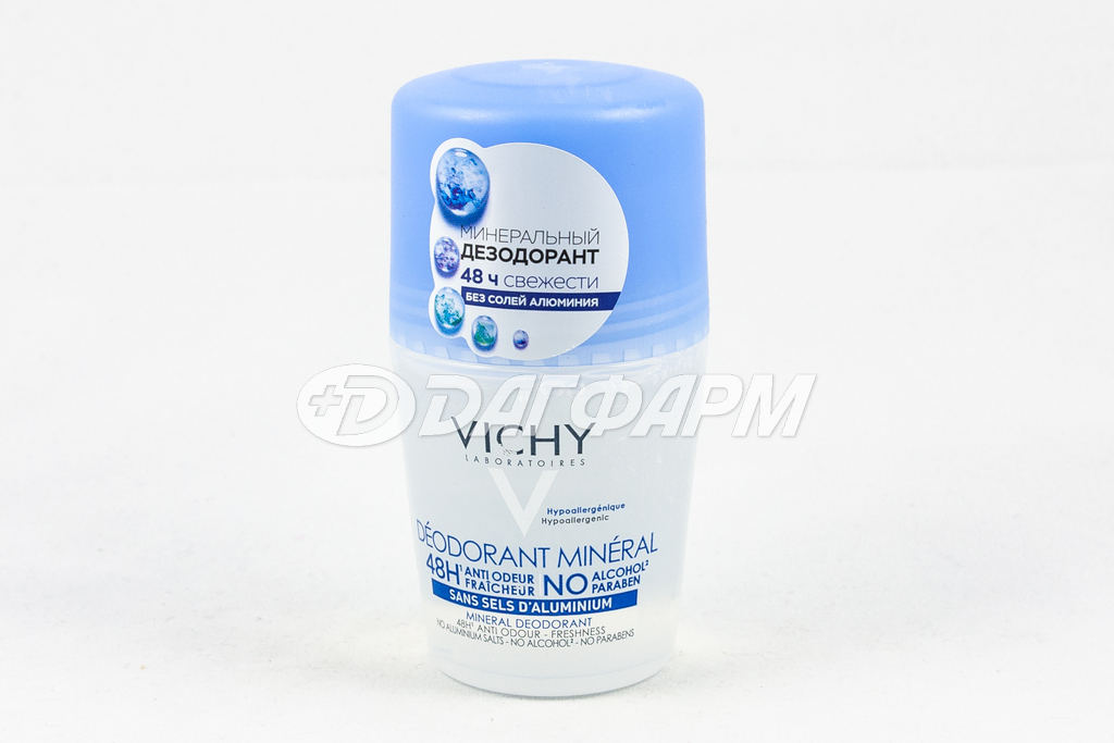 VICHY дезодорант-шарик минеральный без солей алюминия 48ч 50мл голубой