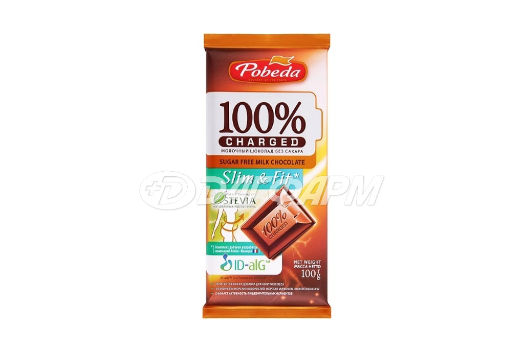 ПОБЕДА шоколад  чаржед слим энд фит молочный б/сах. 100г (в упак. 10шт)