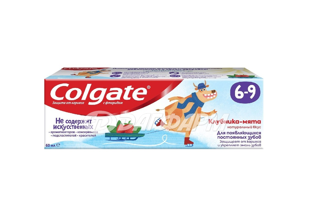 COLGATE  колгейт паста зубная д/детей клубника-мята 6-9лет 60мл