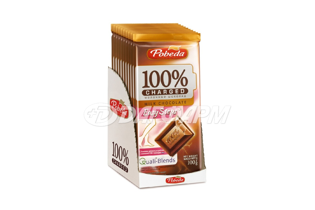 ПОБЕДА шоколад  чаржед изи степс молочный 100г (в упак. 10шт)