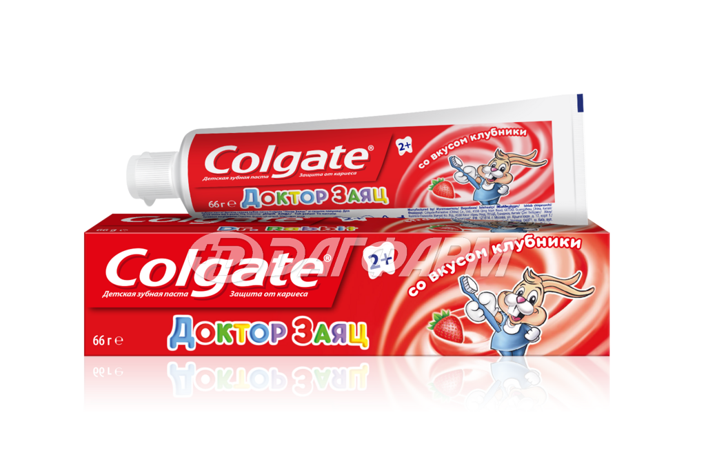 COLGATE  колгейт паста зубная д/детей доктор заяц со вкусом клубники 2+ 66г(50мл)