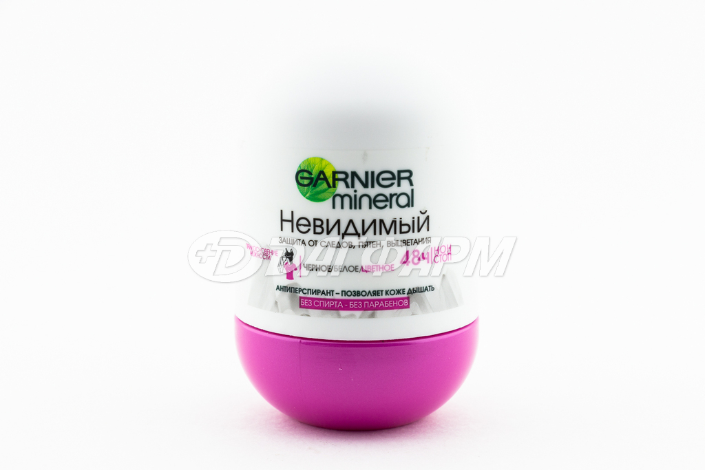 GARNIER MINERAL дезодорант-ролик невидимый черн/бел/цвет. 50мл