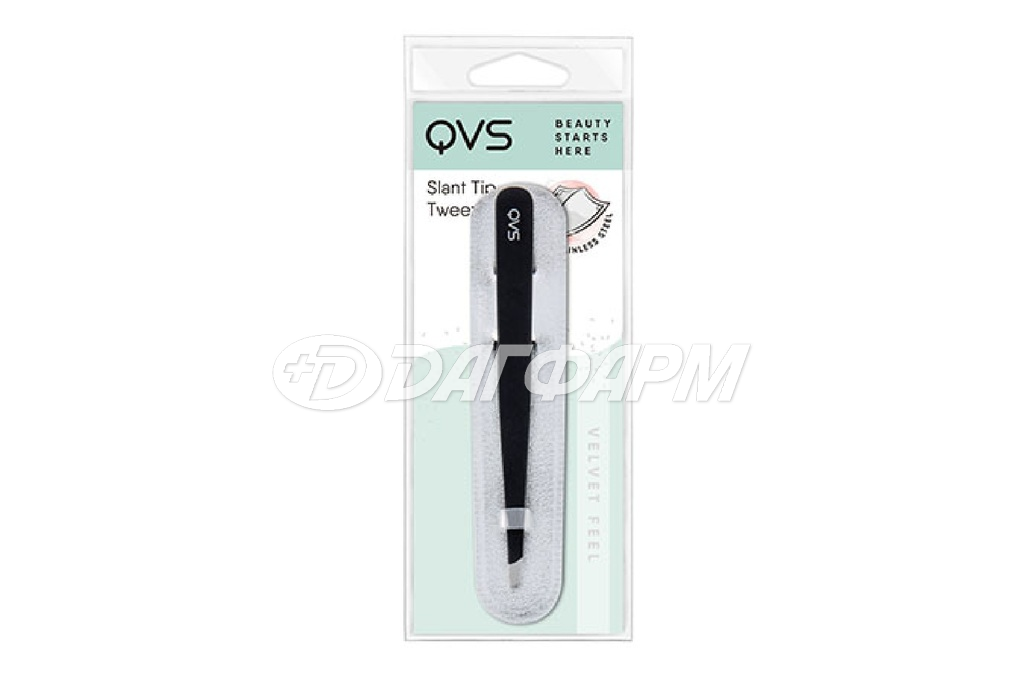 QVS пинцет для бровей со скошенными кончиками soft touch