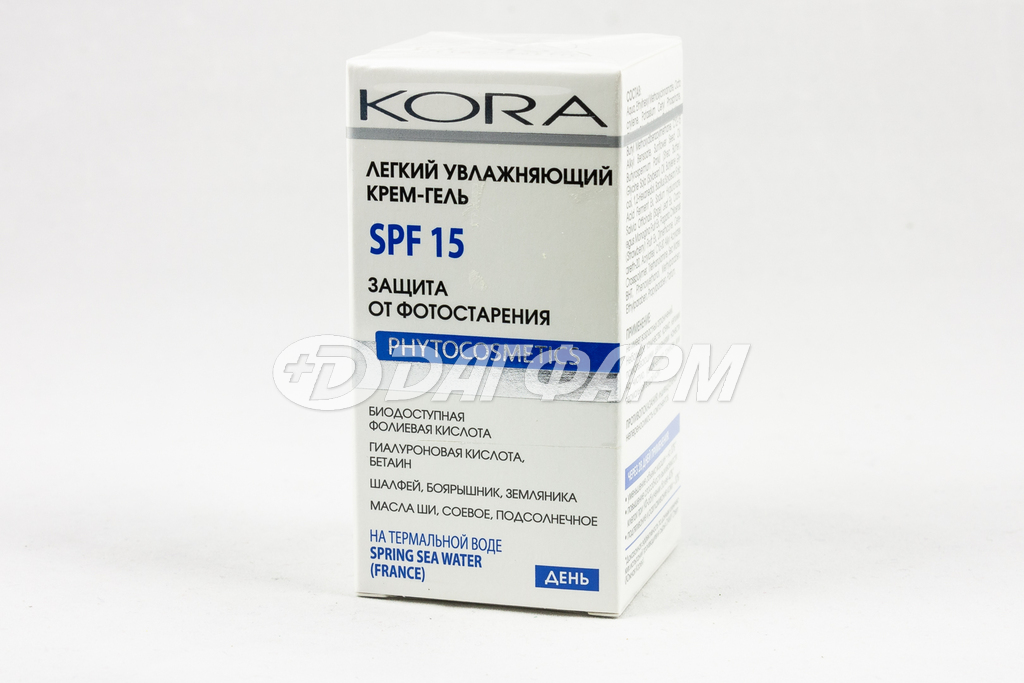 КОРА крем-гель легкий увлажняющий защита от фотостарения spf15 50мл