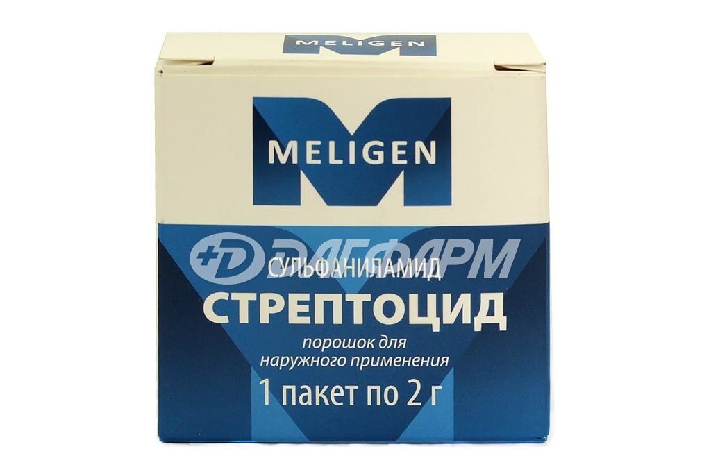 СТРЕПТОЦИД порошок для наружного применения  2г №1 мелиген