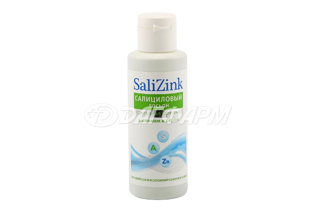 SALIZINK лосьон салициловый с цинком и серой для жирной и комбинированной кожи без спирта, флакон 100мл