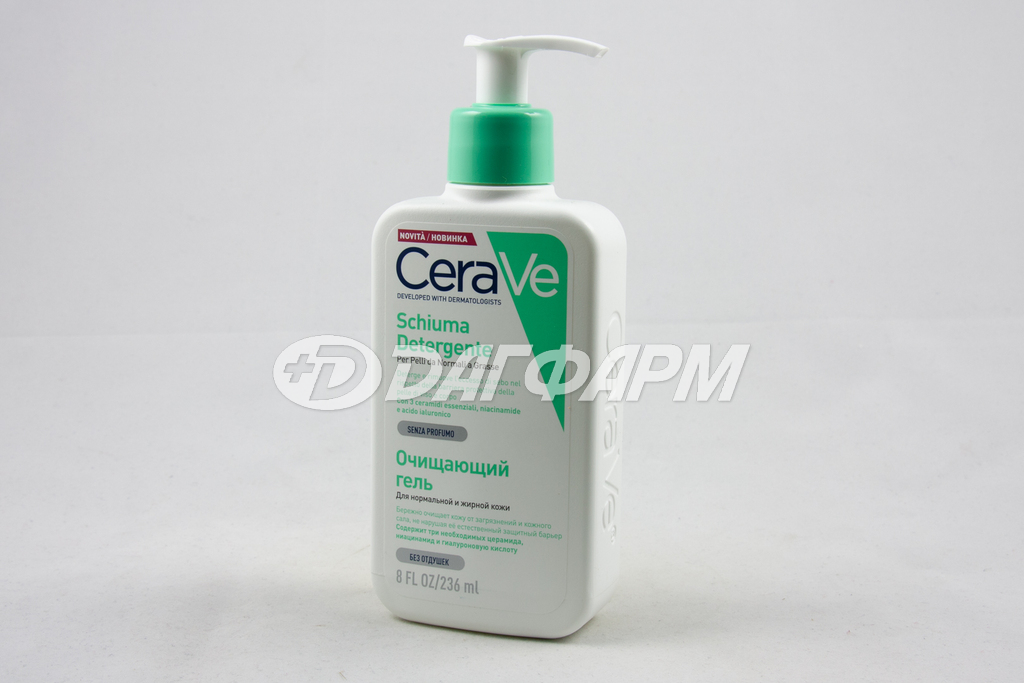 CERAVE  гель очищающий для нормальной и жирной кожи лица и тела, флакон 236мл