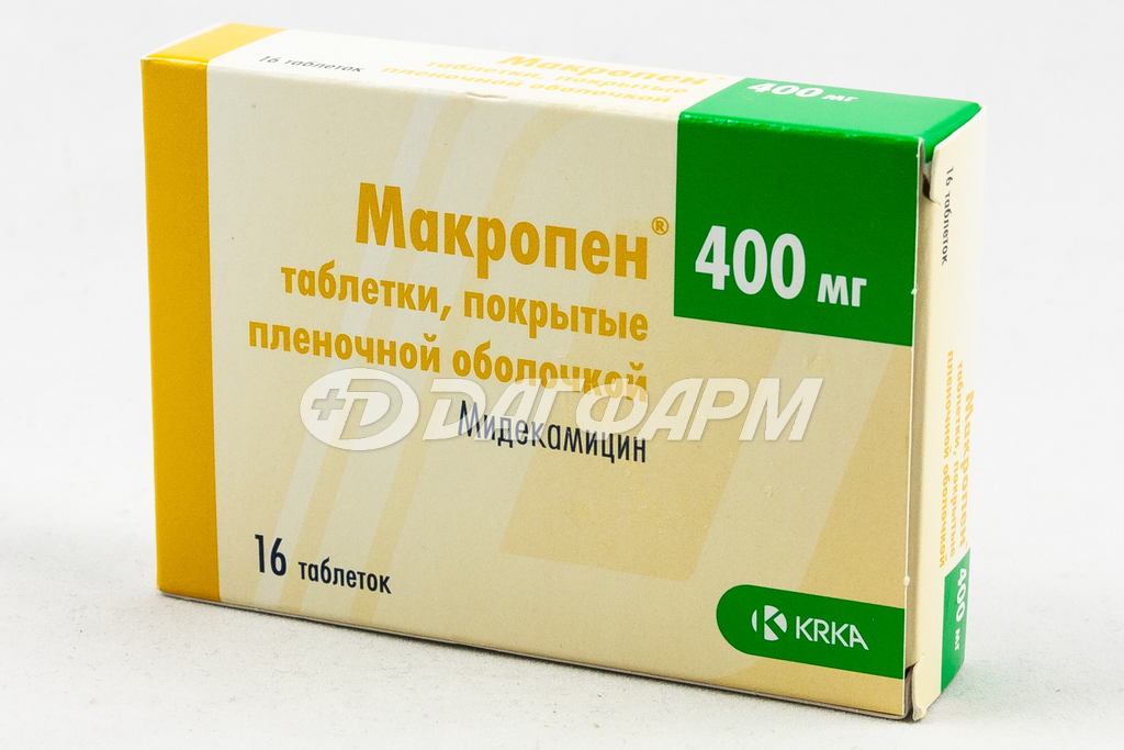 МАКРОПЕН таблетки, покрытые пленочной оболочкой 400мг №16