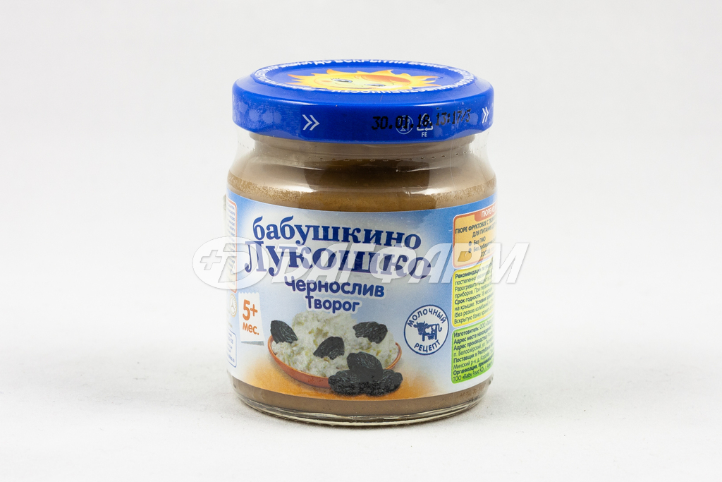 БАБУШКИНО ЛУКОШКО пюре творог-чернослив, 5мес+, 100г