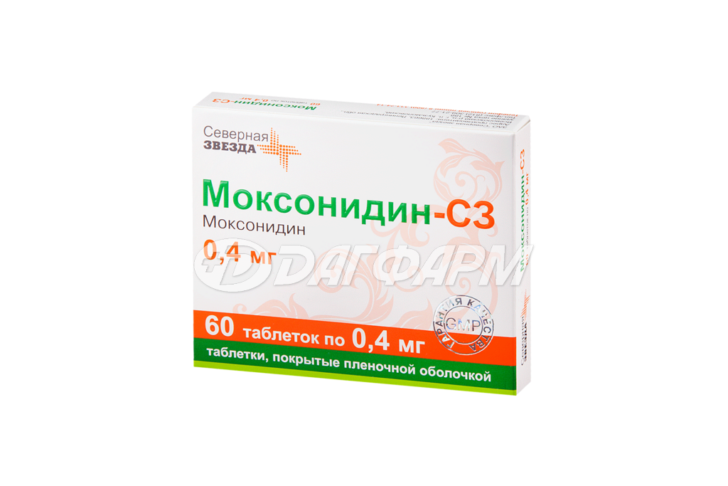МОКСОНИДИН-СЗ таблетки, покрытые пленочной оболочкой 0,4мг №60