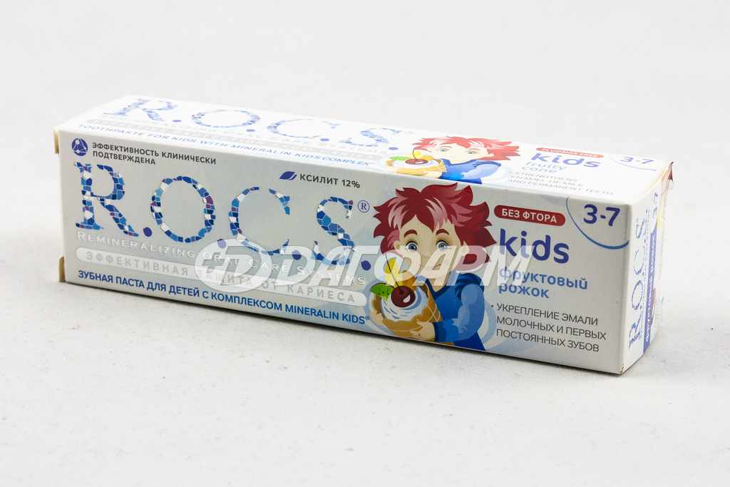 R.O.C.S. Kids Фруктовый рожок, без фтора, детская зубная паста, туба 45г