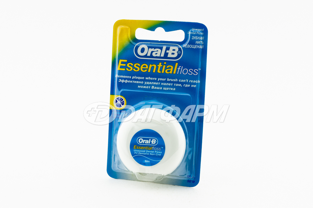 ORAL-B нить зубная невощеная essential floss 50м