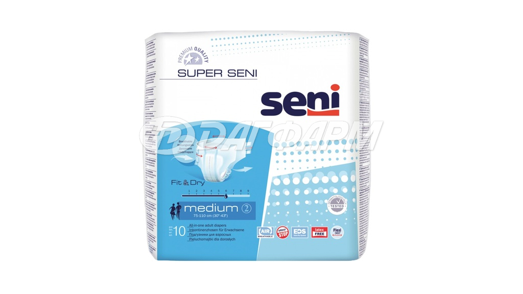 SENI super подгузники размер m (75-110см) №10