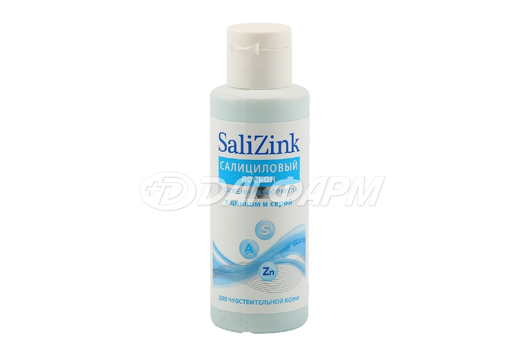 SALIZINK лосьон салициловый с цинком и серой для чувствительной кожи без спирта, флакон 100мл