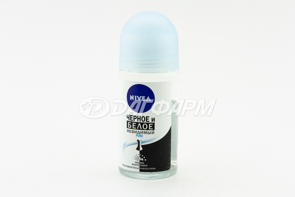 NIVEA дезодорант-ролик д/жен. невидимый черн/бел. pure 50мл