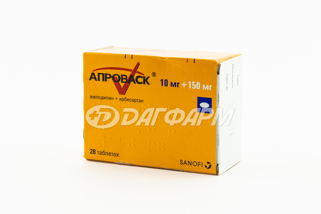 АПРОВАСК таблетки, покрытые пленочной оболочкой 10мг+150мг №28