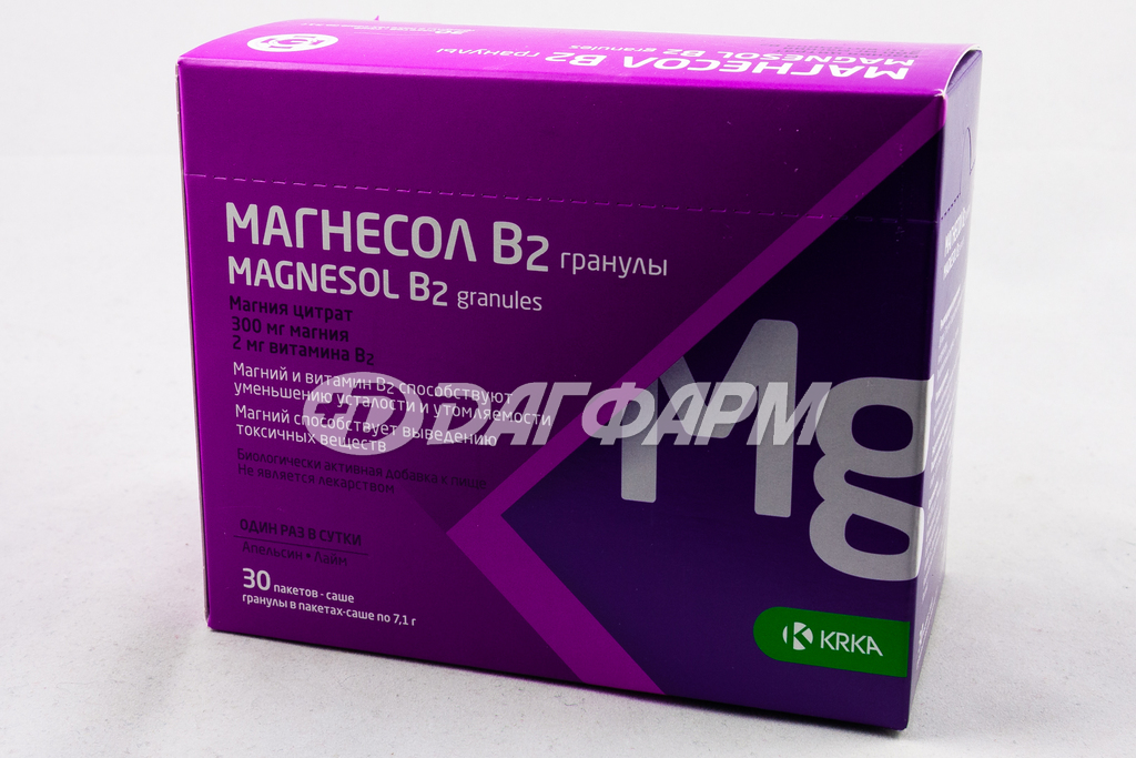 МАГНЕСОЛ В2 гранулы для приготовления раствора для приёма внутрь 7,1г пакет-саше №30