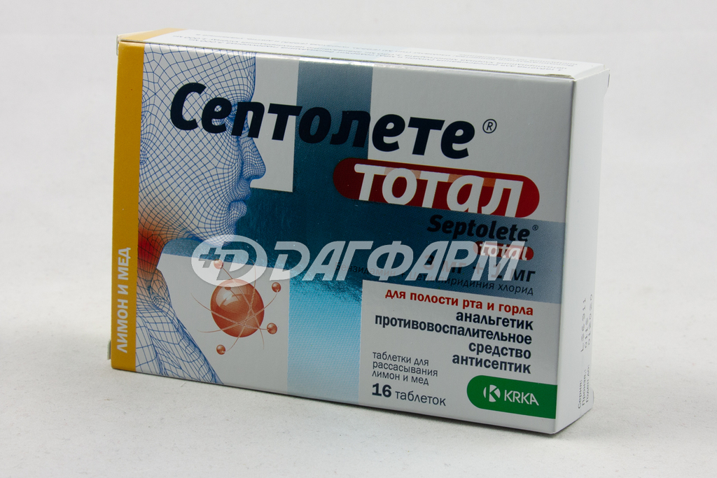 СЕПТОЛЕТЕ ТОТАЛ таблетки для рассасывания 3мг+1мг лимон-мёд №16