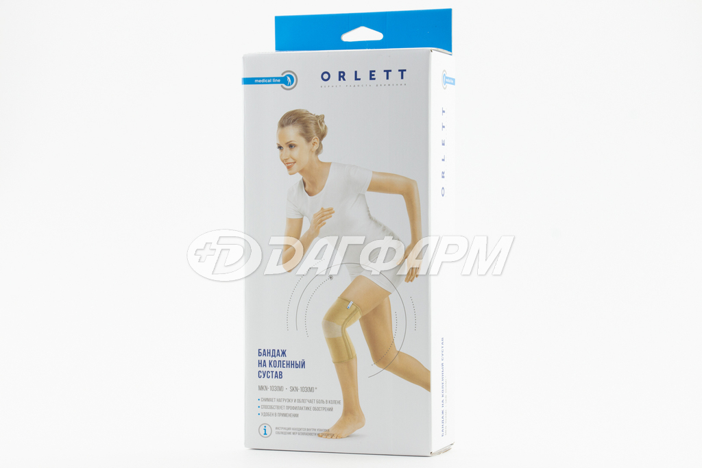 ORLETT бандаж на колено эластичный с металическими спиральными ребрами mkn-103(m) m