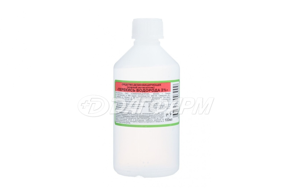 ПЕРЕКИСЬ ВОДОРОДА р-р д/местн. и наружн. прим. 3% 100мл (дез. ср-во), Самарамедпром