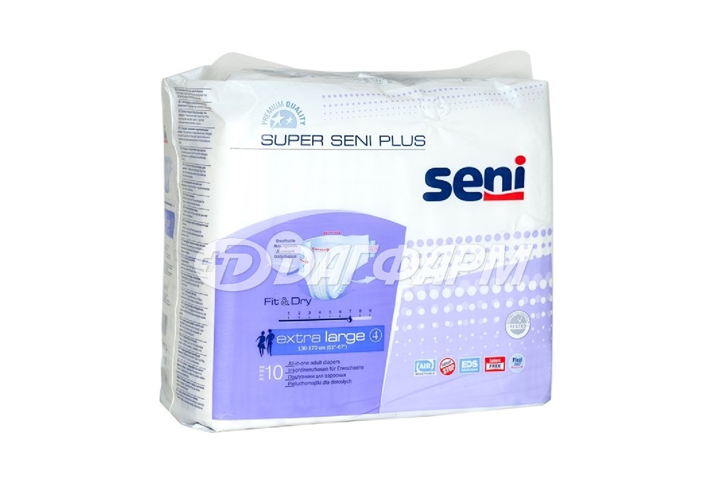 SENI super plus подгузники размер xl (130-170см) №10