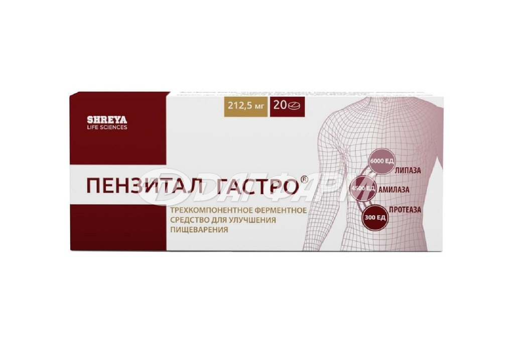 ПЕНЗИТАЛ ГАСТРО ТАБЛ. П.О КШ/РАСТВ №20