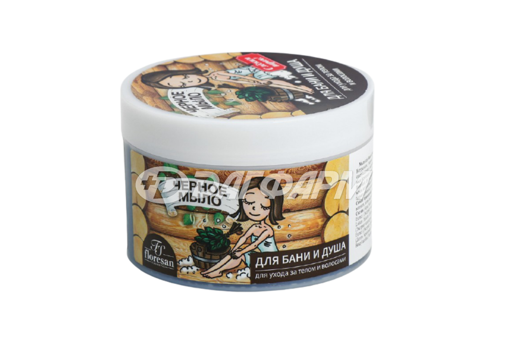 Флоресан 37 Черное мыло таежное для волос и тела 450 г