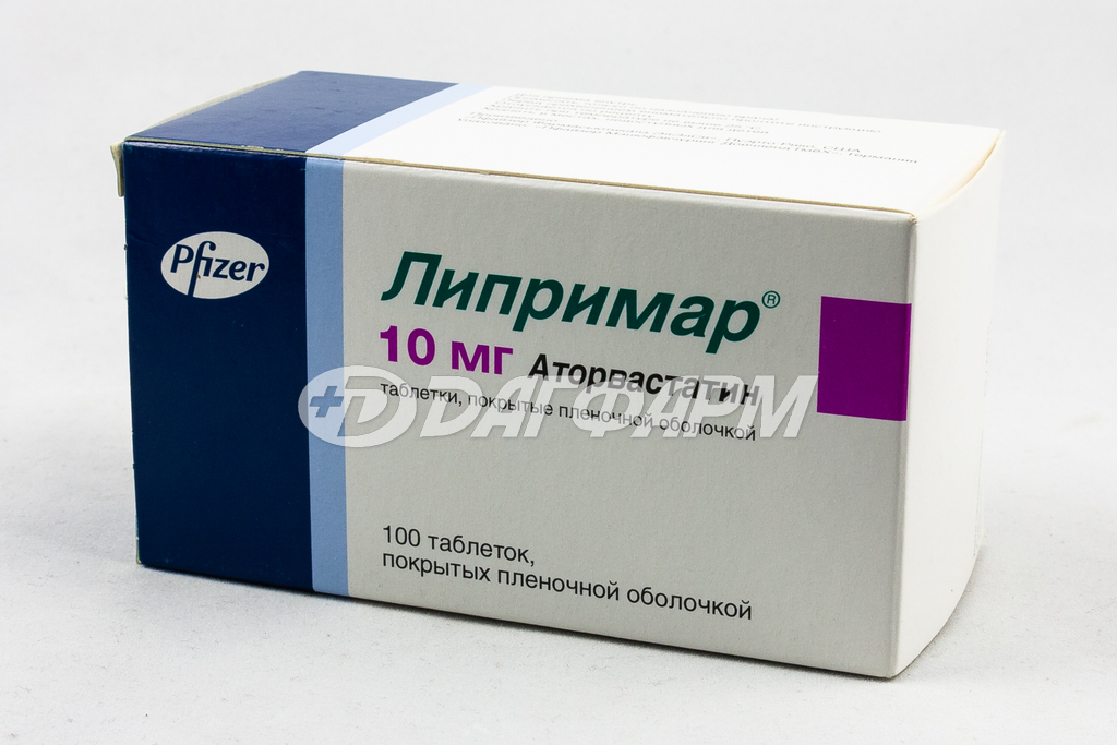 ЛИПРИМАР таблетки, покрытые пленочной оболочкой 10мг №100