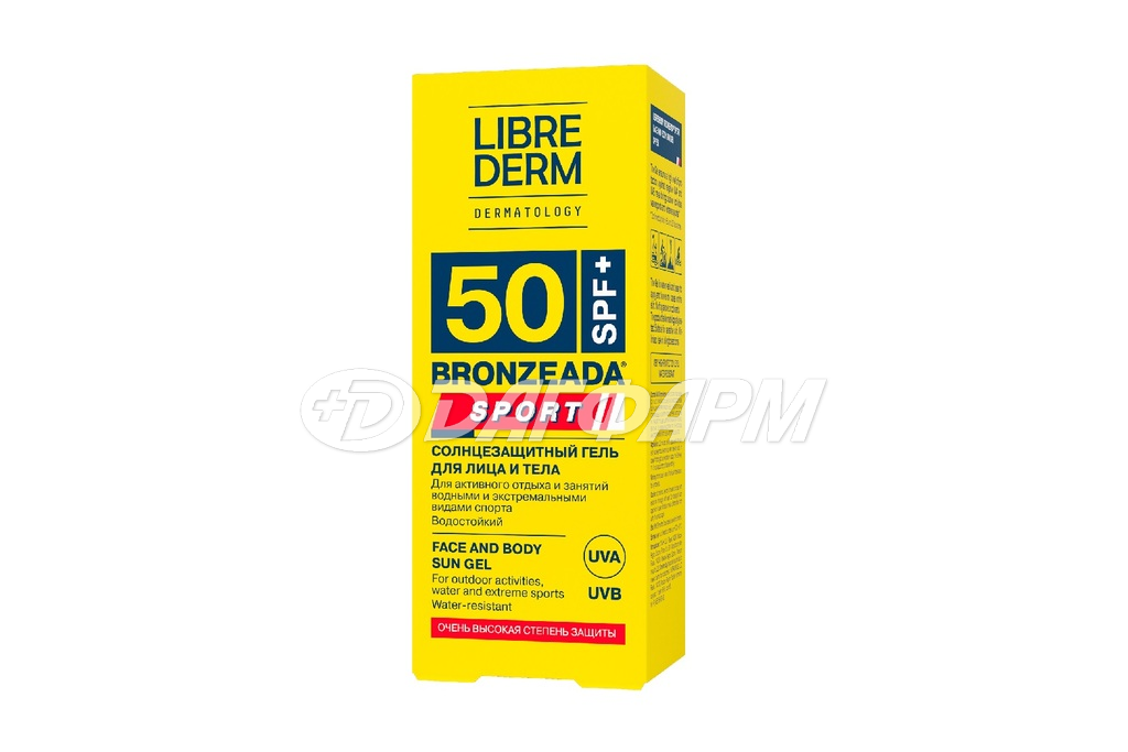 LIBREDERM BRONZEADA SPORT солнцезащитный гель для лица и тела SPF50 50мл
