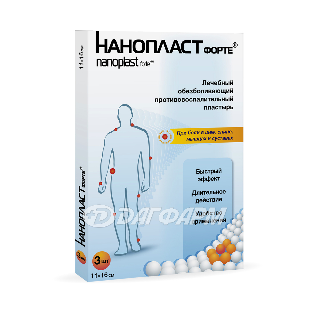 НАНОПЛАСТ ФОРТЕ Обезболивающий противовоспалительный 11х16см, пластырь №3
