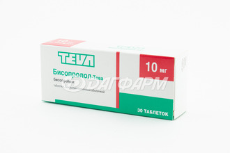 БИСОПРОЛОЛ-ТЕВА таблетки, покрытые пленочной оболочкой 10 мг №30