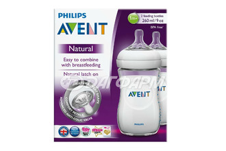 AVENT  бутылочка д/кормления natural 1мес+ №2  260мл scf033/27