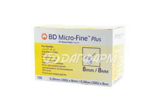 МИКРО-ФАЙН плюс иглы 0.3х8мм 30g №100