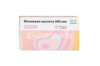 ФОЛИЕВАЯ КИСЛОТА  пренаталь таблетки  400мкг №90 реневал