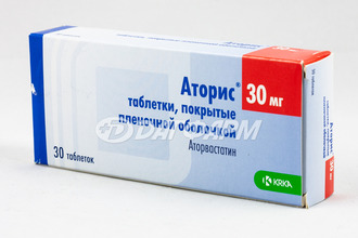 АТОРИС таблетки, покрытые пленочной оболочкой 30мг №30