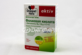 DOPPEL HERZ AKTIV фолиевая кислота+витамины В6+В12+С+Е таблетки №30