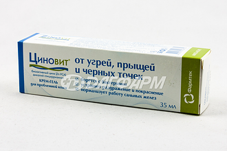 ЦИНОВИТ  крем-гель от угрей прыщей черных точек, туба 35мл