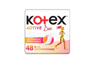 KOTEX   прокладки ежедневные экстратонкие эктив део №48