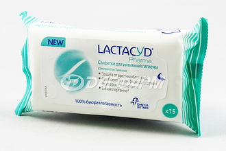 LACTACYD PHARMA  салфетки влажн. д/интим. гигиены с тимьяном №15