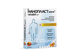 НАНОПЛАСТ ФОРТЕ  лейкопластырь обезболивающий противовоспалительный 3х8см №9